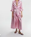 Lanhtropy Culotte Metallic Linen Pant In Metallic Pink