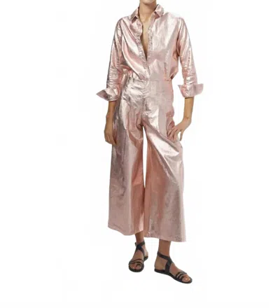 Lanhtropy Culotte Metallic Linen Pant In Peach In Animal Print