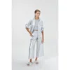 Lanhtropy Culotte Metallic Linen Pant In Silver