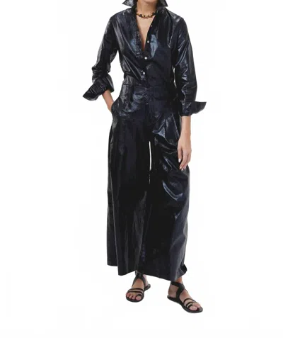 Lanhtropy Culotte Metallic Linen Pants In Black