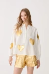 Lanhtropy Cupid Metallic Linen Shirt In Gold