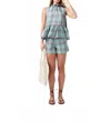 Lanhtropy Daisy Plaid Check Top In Teal In Multi