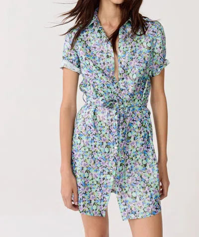 Lanhtropy Franca Metallic Linen Dress In Meadow Print
