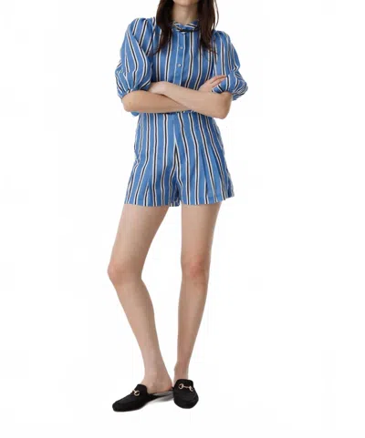 Lanhtropy Frida Linen Shorts In Blue Ivy Stripes