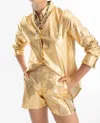 Lanhtropy Frida Linen Shorts In Gold Metallic