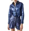 Lanhtropy Frida Metallic Linen Shorts In Blue