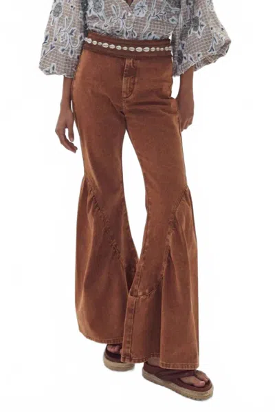 Lanhtropy Gypsy Denim Pants In Washed Caramel In Multi