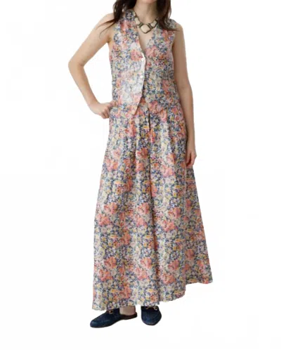 Lanhtropy Jack Metallic Linen Vest In Florece Print In Multi
