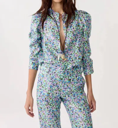Lanhtropy Lillium Metallic Linen Shirt In Meadow Print In Multi
