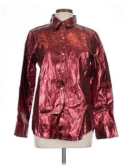 Lanhtropy Long Sleeve Button Down Shirt In Burgundy