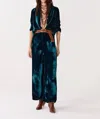 Lanhtropy Luna Velvet Pants In Teal In Blue