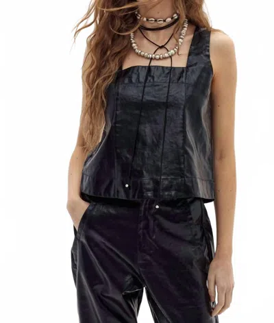 Lanhtropy Mei Metallic Linen Top In Black