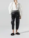 Lanhtropy Mercer Metallic Linen Pant In Black In Black