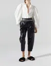 Lanhtropy Mercer Mettalic Linen Pant In Black