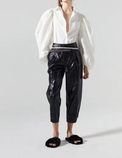 Lanhtropy Mercer Mettalic Linen Pant In Black
