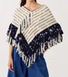 Lanhtropy Merino Wool Poncho In Navy In Blue