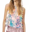 Lanhtropy Mermaid Sequin Top In Aqua Big Sequined In Pink
