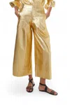 Lanhtropy Metallic Wide Leg Pants In Gold