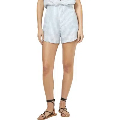 Lanhtropy Moon Linen Shorts In Blue/white Stripes