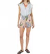 Lanhtropy Moon Linen Shorts In Marrakech Gardens In Multi