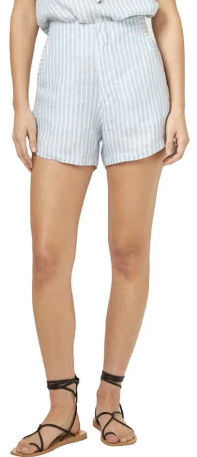 Lanhtropy Moon Linen Stripe Shorts In Blue/white