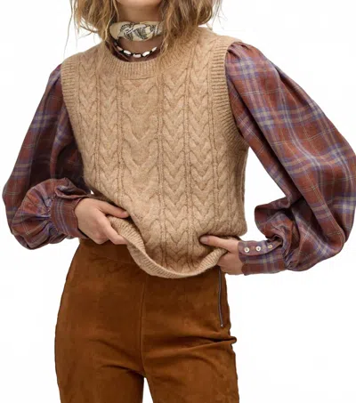 Lanhtropy Otto Knitted Vest In Camel In Multi