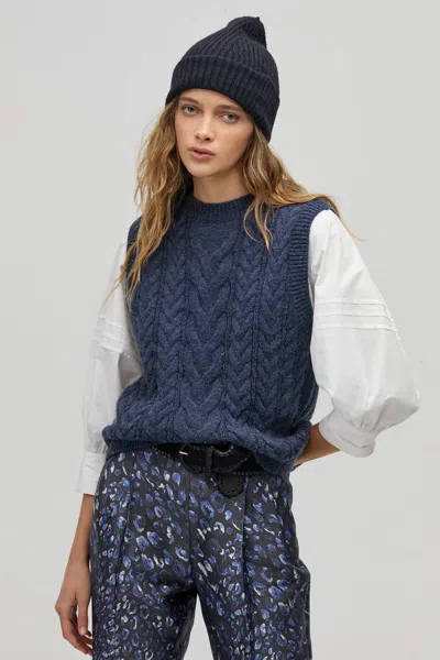 Lanhtropy Otto Knitted Vest In Navy In Blue
