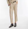 Lanhtropy Rome Jacquard High Waist Pants In Gold Stripes