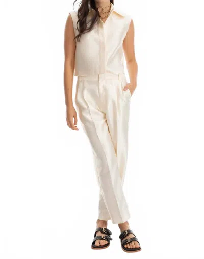 Lanhtropy Rome Taffeta Pant In Off White In Neutral