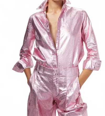 Lanhtropy San Marino Linen Shirt In Metallic Pink