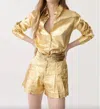 Lanhtropy San Marino Metallic Linen Shirt In Gold