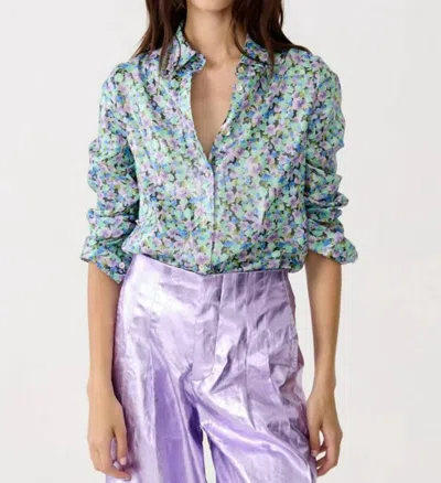 Lanhtropy San Marino Metallic Linen Shirt In Meadow Print