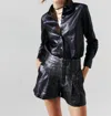 Lanhtropy San Marino Metallic Linen Shirt In Metallic Black