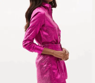 Lanhtropy San Marino Metallic Linen Shirt In Pink