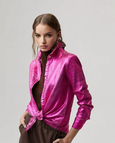 Lanhtropy San Marino Metallic Top In Fuchsia In Pink