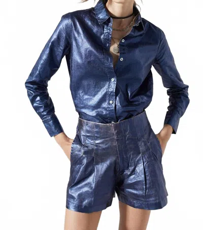 Lanhtropy San Marino Shirt In Metallic Dark Blue In Multi