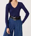 Lanhtropy St. Moritz Lurex Knitted Top In Navy