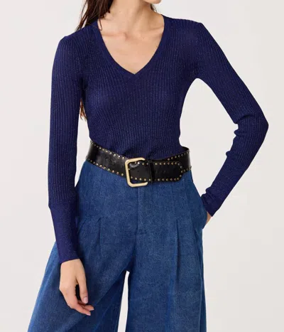 Lanhtropy St. Moritz Lurex Knitted Top In Navy