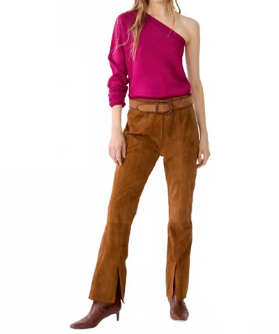 Lanhtropy Tori Goat Suede Pant In Tan In Multi