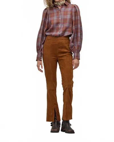 Lanhtropy Tori Suede Pants In Tan In Multi