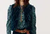 Lanhtropy Waves Silk Velvet Quilted Vest In Teal In Blue
