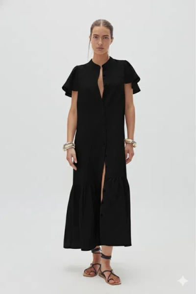 Lanhtropy Willow Linen Dress In Black