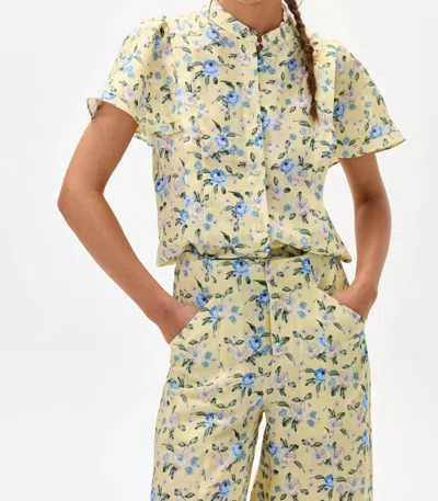 Lanhtropy Willow Linen Shirt In Francesca Print In Green