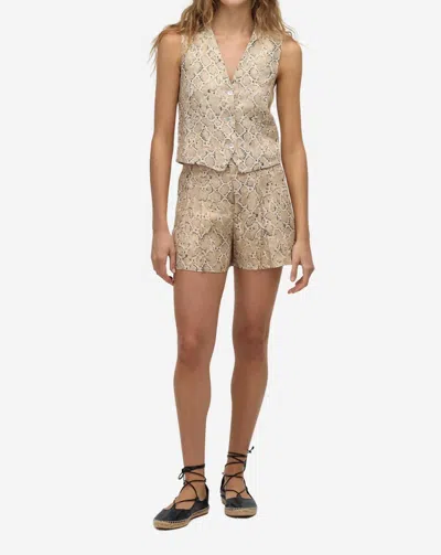Lanhtropy Women's Frida Metallic Linen Shorts In Snake Print In Multi