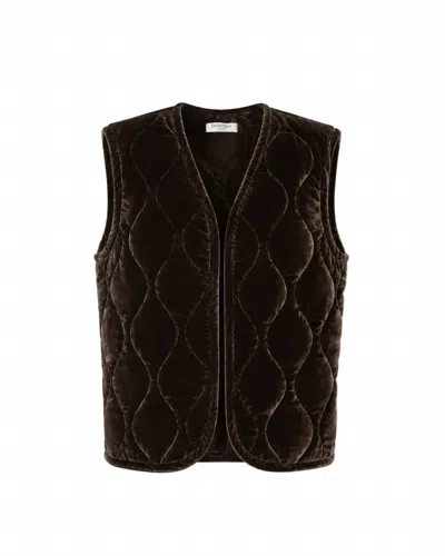Lanhtropy Women's Waves Velvet Quilted Vest In Chocolate In Brown