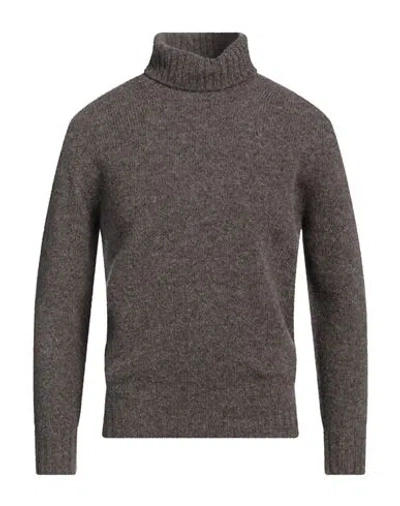Lanificio Pubblico Man Turtleneck Taupe Size 38 Virgin Wool