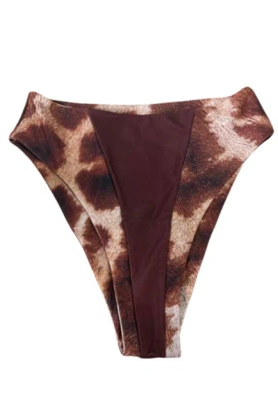 L’animal Women's Brown Safari Reversible Bikini Bottom