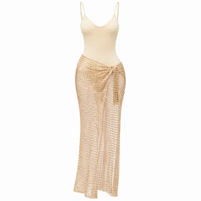 L’animal Women's Gold Doré Bodysuit & Skirt Set