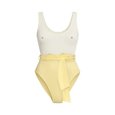 L’animal Women's Yellow Mamelon One Piece In White