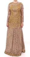 Lanre Da Silva Ajayi Gold Long Lace Maxi Crystal Dress In Gold